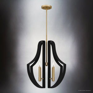 Urban Ambiance - Pendant - UQL5750 Luxe Industrial Indoor Pendant, 21.75''H x 22''W x 22''D, Matte Black Finish, Zennor Collection - 