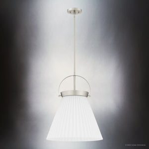 Urban Ambiance - Pendant - UQL5760 Minimalist Indoor Pendant, 19.5''H x 16''W x 16''D, Brushed Nickel Finish, Zennor Collection - 