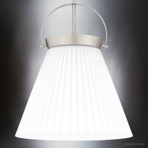 Urban Ambiance - Pendant - UQL5760 Minimalist Indoor Pendant, 19.5''H x 16''W x 16''D, Brushed Nickel Finish, Zennor Collection - 