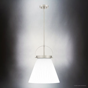 Urban Ambiance - Pendant - UQL5760 Minimalist Indoor Pendant, 19.5''H x 16''W x 16''D, Brushed Nickel Finish, Zennor Collection - 