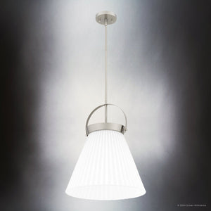 Urban Ambiance - Pendant - UQL5760 Minimalist Indoor Pendant, 19.5''H x 16''W x 16''D, Brushed Nickel Finish, Zennor Collection - 
