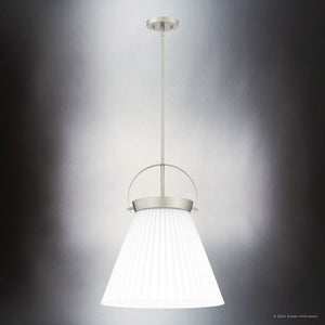 Urban Ambiance - Pendant - UQL5760 Minimalist Indoor Pendant, 19.5''H x 16''W x 16''D, Brushed Nickel Finish, Zennor Collection - 