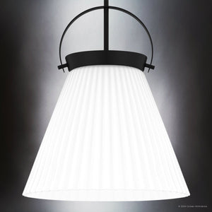 Urban Ambiance - Pendant - UQL5761 Minimalist Indoor Pendant, 19.5''H x 16''W x 16''D, Matte Black Finish, Zennor Collection - 