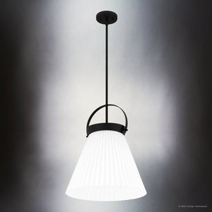 Urban Ambiance - Pendant - UQL5761 Minimalist Indoor Pendant, 19.5''H x 16''W x 16''D, Matte Black Finish, Zennor Collection - 