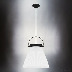 Urban Ambiance - Pendant - UQL5761 Minimalist Indoor Pendant, 19.5''H x 16''W x 16''D, Matte Black Finish, Zennor Collection - 