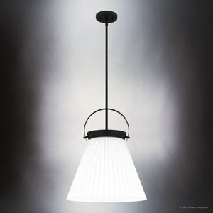 Urban Ambiance - Pendant - UQL5761 Minimalist Indoor Pendant, 19.5''H x 16''W x 16''D, Matte Black Finish, Zennor Collection - 