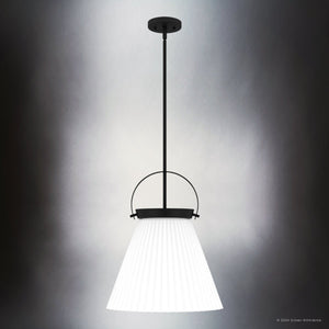 Urban Ambiance - Pendant - UQL5761 Minimalist Indoor Pendant, 19.5''H x 16''W x 16''D, Matte Black Finish, Zennor Collection - 