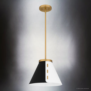 Urban Ambiance - Pendant - UQL5770 Urban Loft Indoor Pendant, 9.75''H x 12''W x 12''D, Brushed Weathered Brass Finish, Zennor Collection - 