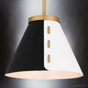 Urban Ambiance - Pendant - UQL5770 Urban Loft Indoor Pendant, 9.75''H x 12''W x 12''D, Brushed Weathered Brass Finish, Zennor Collection - 