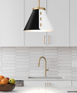 Urban Ambiance - Pendant - UQL5770 Urban Loft Indoor Pendant, 9.75''H x 12''W x 12''D, Brushed Weathered Brass Finish, Zennor Collection - 