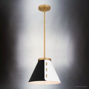 Urban Ambiance - Pendant - UQL5770 Urban Loft Indoor Pendant, 9.75''H x 12''W x 12''D, Brushed Weathered Brass Finish, Zennor Collection - 