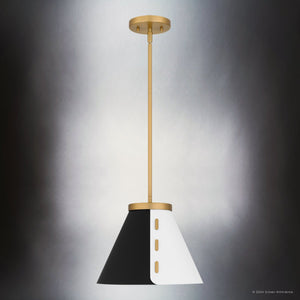 Urban Ambiance - Pendant - UQL5770 Urban Loft Indoor Pendant, 9.75''H x 12''W x 12''D, Brushed Weathered Brass Finish, Zennor Collection - 