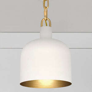 Urban Ambiance - Pendant - UQL5790 Cosmopolitan Indoor Pendant, 11''H x 8''W x 8''D, Matte White Finish, San Sebastian Collection - 