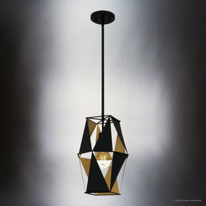 Urban Ambiance - Pendant - UQL5800 Cosmopolitan Indoor Pendant, 15''H x 10.25''W x 10.25''D, Matte Black Finish, San Sebastian Collection - 