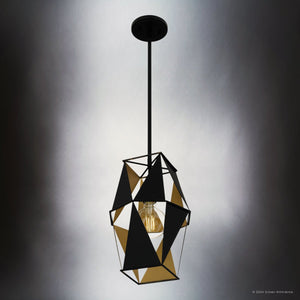 Urban Ambiance - Pendant - UQL5800 Cosmopolitan Indoor Pendant, 15''H x 10.25''W x 10.25''D, Matte Black Finish, San Sebastian Collection - 
