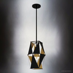 Urban Ambiance - Pendant - UQL5800 Cosmopolitan Indoor Pendant, 15''H x 10.25''W x 10.25''D, Matte Black Finish, San Sebastian Collection - 
