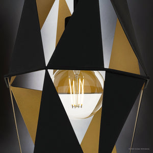 Urban Ambiance - Pendant - UQL5800 Cosmopolitan Indoor Pendant, 15''H x 10.25''W x 10.25''D, Matte Black Finish, San Sebastian Collection - 