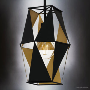 Urban Ambiance - Pendant - UQL5800 Cosmopolitan Indoor Pendant, 15''H x 10.25''W x 10.25''D, Matte Black Finish, San Sebastian Collection - 