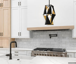 Urban Ambiance - Pendant - UQL5800 Cosmopolitan Indoor Pendant, 15''H x 10.25''W x 10.25''D, Matte Black Finish, San Sebastian Collection - 