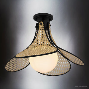 Urban Ambiance - Ceiling Light - UQL5820 Bohemian Indoor Ceiling Light, 15''H x 18''W x 18''D, Matte Black Finish, Moers Collection - 