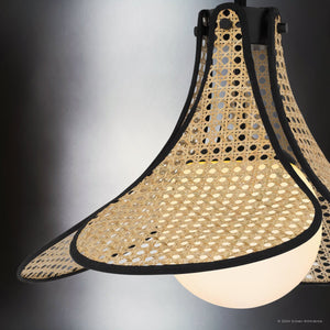 Urban Ambiance - Ceiling Light - UQL5820 Bohemian Indoor Ceiling Light, 15''H x 18''W x 18''D, Matte Black Finish, Moers Collection - 