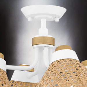 Urban Ambiance - Ceiling Light - UQL5830 Bohemian Indoor Ceiling Light, 11''H x 24''W x 24''D, Matte White Finish, Moers Collection - 