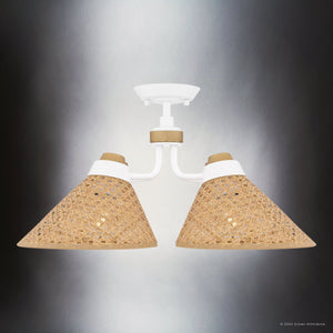 Urban Ambiance - Ceiling Light - UQL5830 Bohemian Indoor Ceiling Light, 11''H x 24''W x 24''D, Matte White Finish, Moers Collection - 