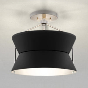 Urban Ambiance - Ceiling Light - UQL5840 Mid - Century Modern Indoor Ceiling Light, 12''H x 13''W x 13''D, Brushed Nickel Finish, Moers Collection -