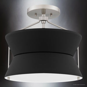 Urban Ambiance - Ceiling Light - UQL5840 Mid - Century Modern Indoor Ceiling Light, 12''H x 13''W x 13''D, Brushed Nickel Finish, Moers Collection - 