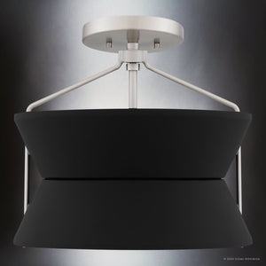 Urban Ambiance - Ceiling Light - UQL5840 Mid - Century Modern Indoor Ceiling Light, 12''H x 13''W x 13''D, Brushed Nickel Finish, Moers Collection - 