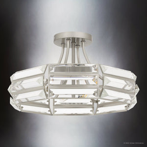 Urban Ambiance - Ceiling Light - UQL5850 Contemporary Indoor Ceiling Light, 9.25''H x 17''W x 17''D, Brushed Nickel Finish, Moers Collection - 