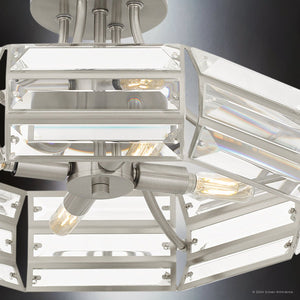 Urban Ambiance - Ceiling Light - UQL5850 Contemporary Indoor Ceiling Light, 9.25''H x 17''W x 17''D, Brushed Nickel Finish, Moers Collection - 