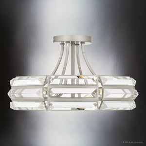 Urban Ambiance - Ceiling Light - UQL5850 Contemporary Indoor Ceiling Light, 9.25''H x 17''W x 17''D, Brushed Nickel Finish, Moers Collection - 