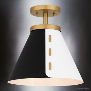 Urban Ambiance - Ceiling Light - UQL5860 Cosmopolitan Indoor Ceiling Light, 12''H x 12''W x 12''D, Brushed Weathered Brass Finish, Moers Collection - 