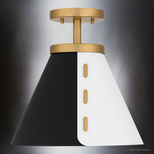 Urban Ambiance - Ceiling Light - UQL5860 Cosmopolitan Indoor Ceiling Light, 12''H x 12''W x 12''D, Brushed Weathered Brass Finish, Moers Collection - 
