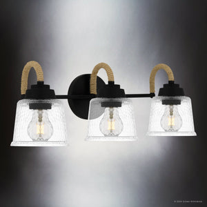 Urban Ambiance - Bath Light - UQL5881 Coastal Indoor Bath Light, 8.25''H x 22.5''W x 7.75''D, Matte Black Finish, Leyton Collection - 