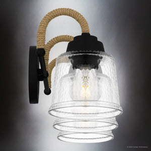 Urban Ambiance - Bath Light - UQL5881 Coastal Indoor Bath Light, 8.25''H x 22.5''W x 7.75''D, Matte Black Finish, Leyton Collection - 