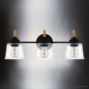 Urban Ambiance - Bath Light - UQL5881 Coastal Indoor Bath Light, 8.25''H x 22.5''W x 7.75''D, Matte Black Finish, Leyton Collection - 