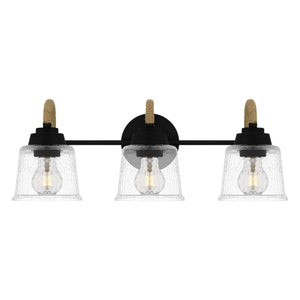 Urban Ambiance - Bath Light - UQL5881 Coastal Indoor Bath Light, 8.25''H x 22.5''W x 7.75''D, Matte Black Finish, Leyton Collection - 