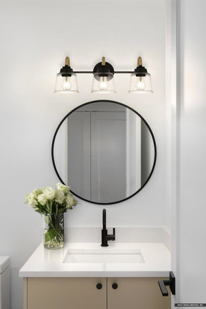 Urban Ambiance - Bath Light - UQL5881 Coastal Indoor Bath Light, 8.25''H x 22.5''W x 7.75''D, Matte Black Finish, Leyton Collection - 
