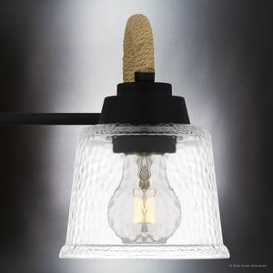 Urban Ambiance - Bath Light - UQL5881 Coastal Indoor Bath Light, 8.25''H x 22.5''W x 7.75''D, Matte Black Finish, Leyton Collection - 