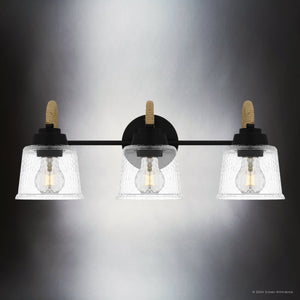 Urban Ambiance - Bath Light - UQL5881 Coastal Indoor Bath Light, 8.25''H x 22.5''W x 7.75''D, Matte Black Finish, Leyton Collection - 
