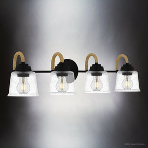 Urban Ambiance - Bath Light - UQL5882 Coastal Indoor Bath Light, 8.25''H x 31''W x 7.75''D, Matte Black Finish, Leyton Collection - 