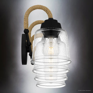 Urban Ambiance - Bath Light - UQL5882 Coastal Indoor Bath Light, 8.25''H x 31''W x 7.75''D, Matte Black Finish, Leyton Collection - 
