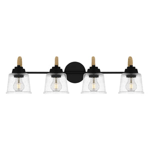 Urban Ambiance - Bath Light - UQL5882 Coastal Indoor Bath Light, 8.25''H x 31''W x 7.75''D, Matte Black Finish, Leyton Collection - 
