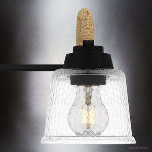 Urban Ambiance - Bath Light - UQL5882 Coastal Indoor Bath Light, 8.25''H x 31''W x 7.75''D, Matte Black Finish, Leyton Collection - 