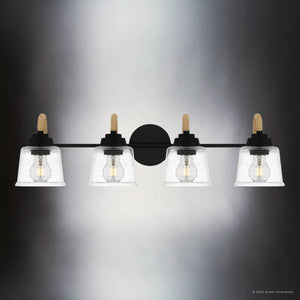 Urban Ambiance - Bath Light - UQL5882 Coastal Indoor Bath Light, 8.25''H x 31''W x 7.75''D, Matte Black Finish, Leyton Collection - 