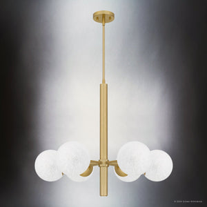 Urban Ambiance - Chandelier - UQL5890 Mid - Century Modern Indoor Chandelier, 24.25''H x 28''W x 28''D, Aged Brass Finish, Regensburg Collection - 