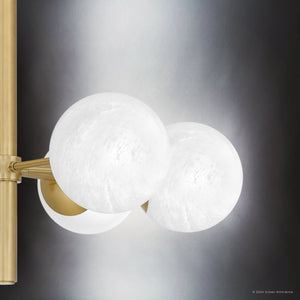 Urban Ambiance - Chandelier - UQL5890 Mid - Century Modern Indoor Chandelier, 24.25''H x 28''W x 28''D, Aged Brass Finish, Regensburg Collection - 