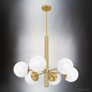 Urban Ambiance - Chandelier - UQL5890 Mid - Century Modern Indoor Chandelier, 24.25''H x 28''W x 28''D, Aged Brass Finish, Regensburg Collection - 